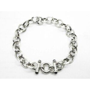 8mm Hollow Rolo Link Knife Edge Style Bracelet 14k White Gold